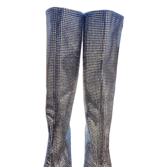 Gianni Bini Gabor Two Rhinestone Pointed Toe Tall Wedge Boots Size 7.5 - Picture 4 of 7